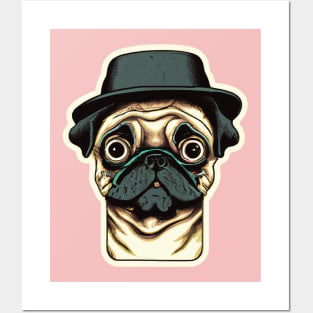 Mops mit Hut Dog Lover Retro Posters and Art